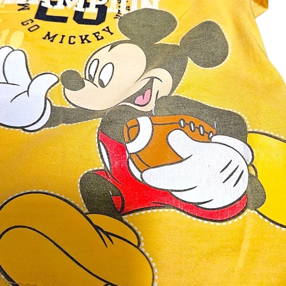 Vtg y2k Disney Mickey Mouse Hoodie Baby Boy 18M Yellow Long Sleeve 100% Cotton - Picture 4 of 7